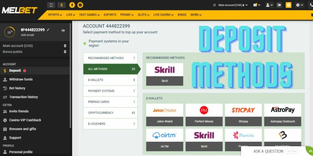 Melbet India deposit methods overview